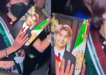 Fan lleva foto de RM de BTS como presidente al Zócalo