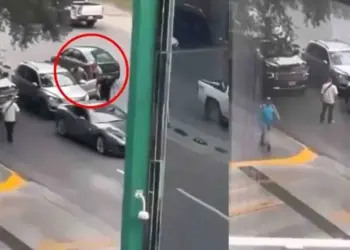 Hombre y sus escoltas golpean a automovilista