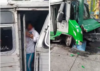 Microbús choca con poste en Iztapalapa