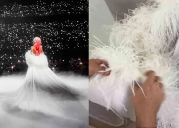Karol G recibe críticas por usar un vestido hecho con miles de plumas de avestruz en el cierre de su gira