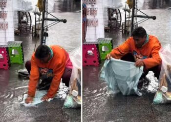 ¿Llegó el Día Cero? Hombre lava ropa con agua de lluvia en plena calle de la CDMX