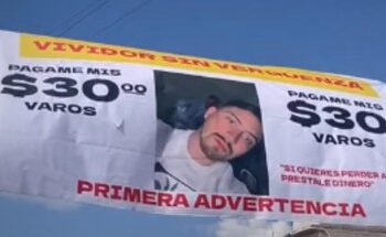 Joven exhibe con lona a amigo que le debe 30 pesos