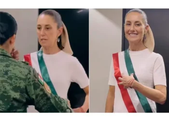 Sheinbaum se pone la banda presidencial antes de su toma de posesión