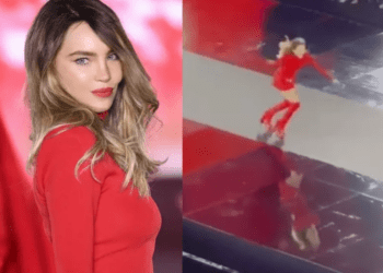 Belinda publica fotos de su rodillas raspadas tras caída en pasarela