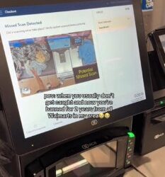 Mujer se graba robando en la caja de autopago