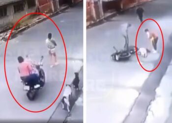 Motociclista empuja a madre con bebé en Chalco