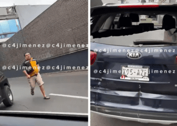 Sujeto choca contra un auto junto al AICM y se ponen violento