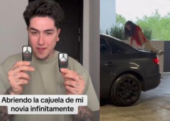 Influencer hace broma con auto a su novia