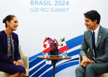 Claudia Sheinbaum habla con Trudeau en el G-20