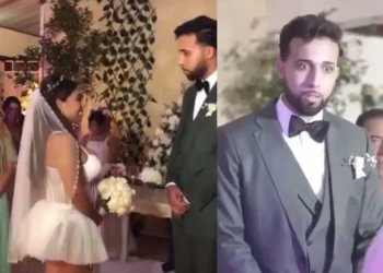 Novia sorprende con microvestido transparente en su boda