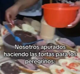 Familia se viraliza por regalar comida a peregrinos