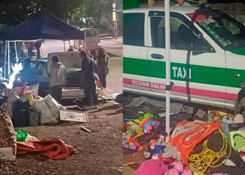 En Xalapa, taxi sin frenos causa daños en un tianguis