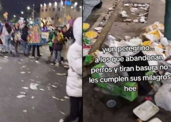 Bombera reclama a peregrinos por basura en la Basílica