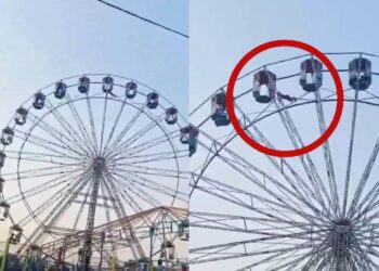 Niña cae de rueda de la fortuna en India