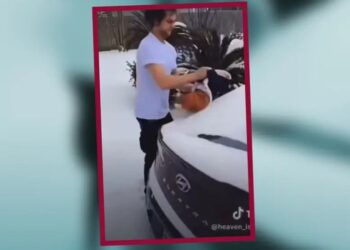 Padre graba usando a su bebé como “parabrisas” y es investigado