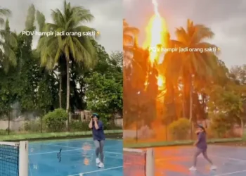 Rayo cae cerca de tenista en entrenamiento