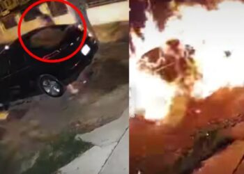 ¿Karma? Hombre incendia un auto y termina en llamas