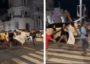 Jesús patea a un joven en pleno viacrucis y se viraliza en las redes