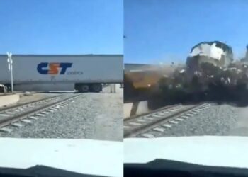 Tren arrolla y destruye tráiler que quiso ganarle el paso en León