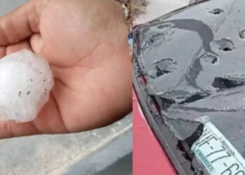 Granizo destruye autos en Nuevo León