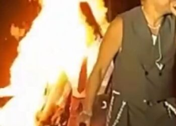 Bailarina se quema en concierto