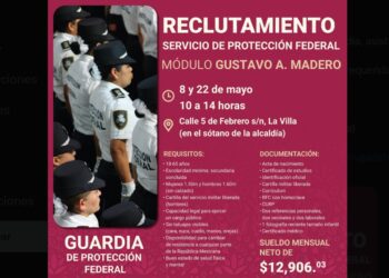 El Servicio de Protección Federal abre vacantes en CDMX con salario superior a $12,900 mensuales