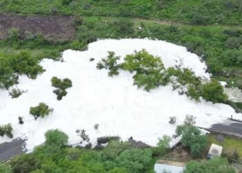 Espuma tóxica cubre carretera de Hidalgo