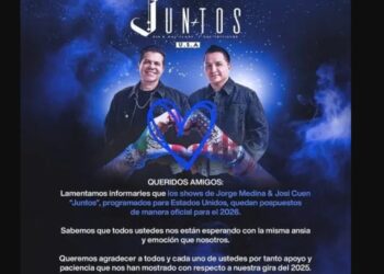 Josi Cuen y Jorge Medina posponen gira en EU.; fans exigen reembolsos