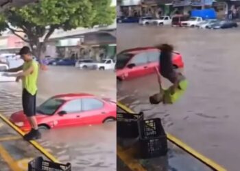 Clavados improvisados en calles inundadas de Guadalajara generan polémica