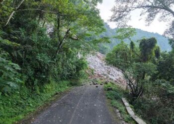 Desgajamiento de cerro bloquea carretera en Hidalgo
