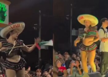 Polémica en Reforma por show con bandera durante el Grito de Independencia