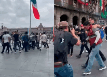 Enfrentamiento entre ambulantes y personal del gobierno en el Zócalo horas antes del Grito de Independencia