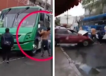 Violenta riña en Cuajimalpa: chofer de microbús embiste autos y hay detenidos