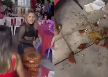 “Lady Hambreada”: Le niegan taco extra y avienta cazuela
