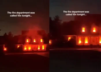 Decoración de Halloween se confunde con un incendio real