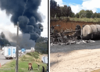 Explosión de pipa bloquea la México-Puebla y causa incendio