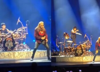 Alex González, baterista de Maná, cae en pleno show pero sigue tocando