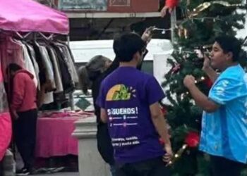 Tras cancelarse el mega pino, montan árbol navideño en Plaza Juárez